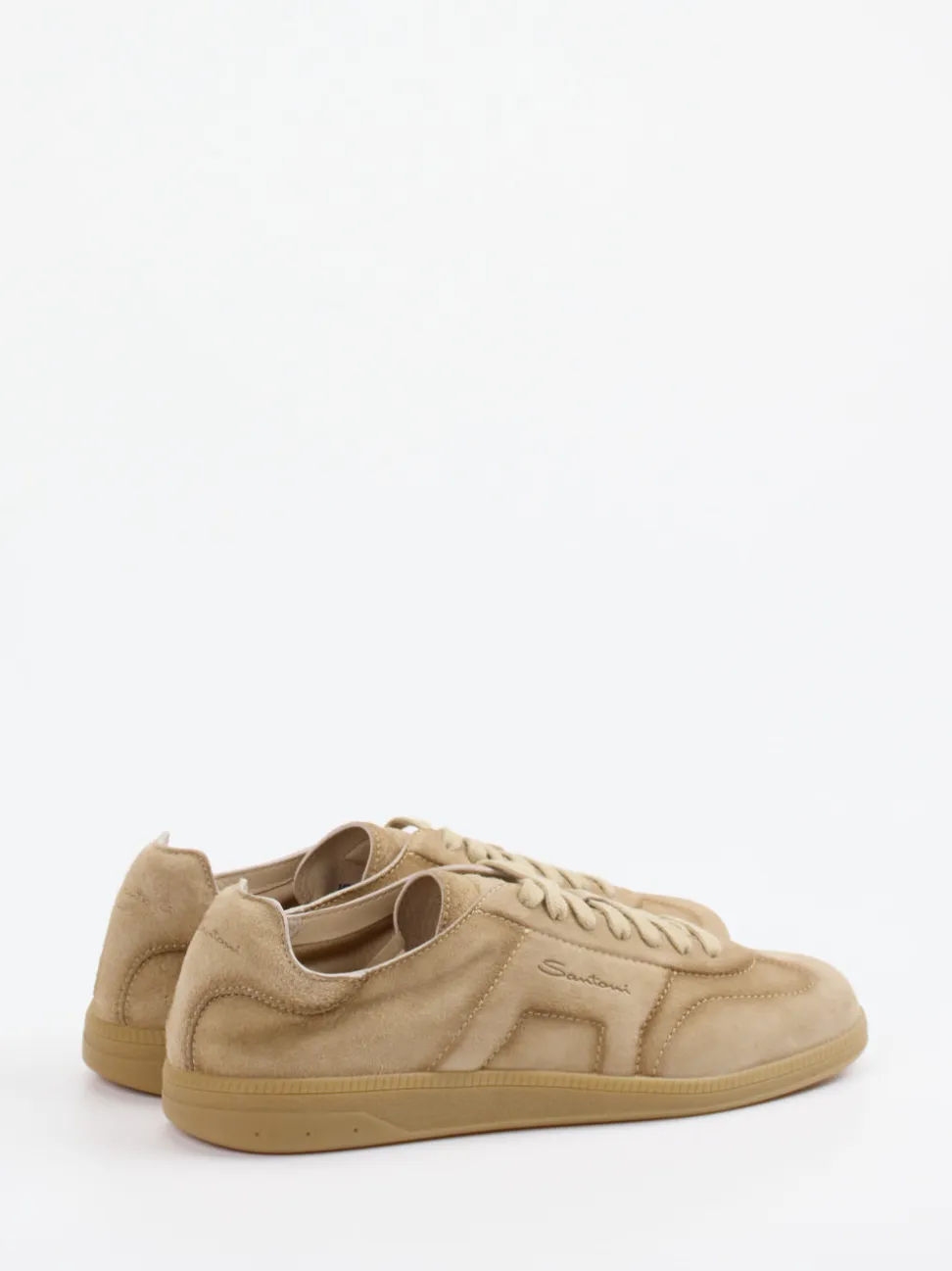 Santoni – Sneaker aus Veloursleder sandbeige