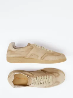 Santoni – Sneaker aus Veloursleder sandbeige