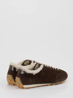 Santoni – Sneaker aus Veloursleder schokobraun