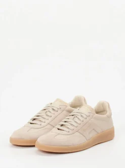 Santoni – Sneaker aus Veloursleder Beige