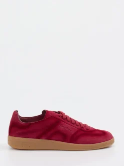 Santoni – Sneaker aus Veloursleder rubinrot