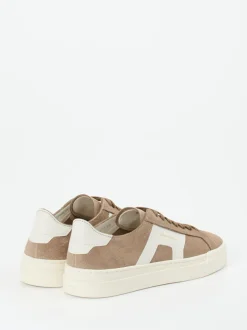 Santoni – Sneaker aus Veloursleder in Sandbeige