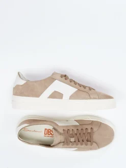 Santoni – Sneaker aus Veloursleder in Sandbeige
