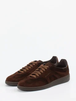 Santoni – Sneaker aus Veloursleder schokobraun