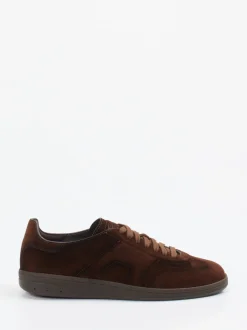 Santoni – Sneaker aus Veloursleder schokobraun