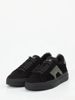 Santoni – Sneaker aus Veloursleder Schwarz
