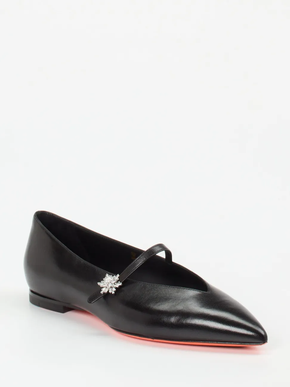 Santoni – Spangenpumps aus Lammleder Schwarz