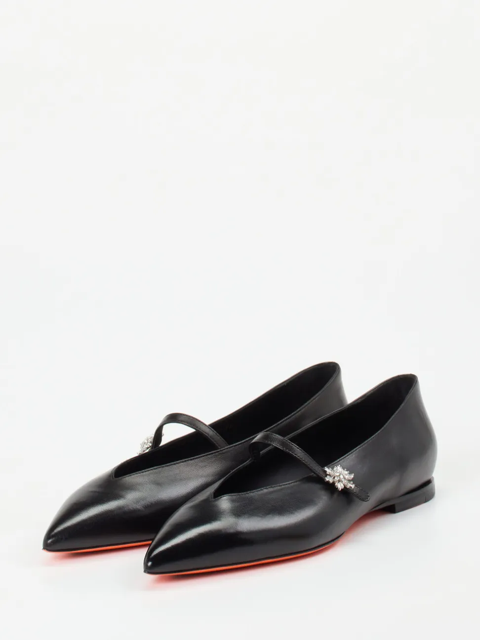 Santoni – Spangenpumps aus Lammleder Schwarz