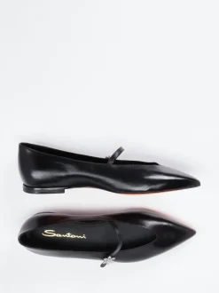 Santoni – Spangenpumps aus Lammleder Schwarz