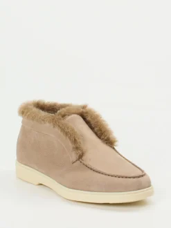 Santoni – Stiefelette aus Kalbleder mit Lammfellfutter