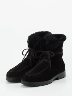 Santoni – Stiefelette aus Veloursleder schwarz