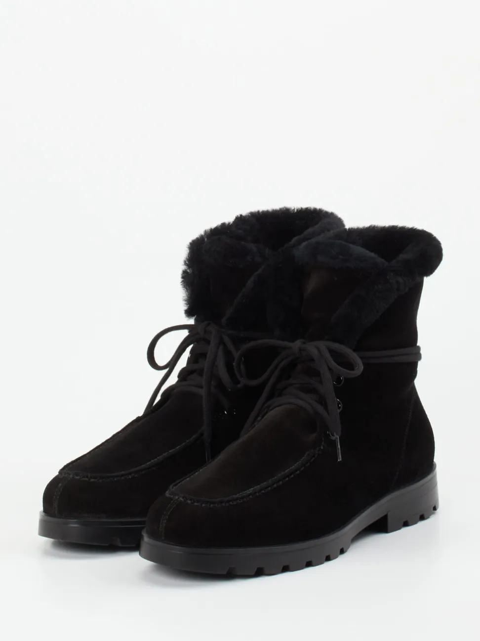 Santoni – Stiefelette aus Veloursleder schwarz