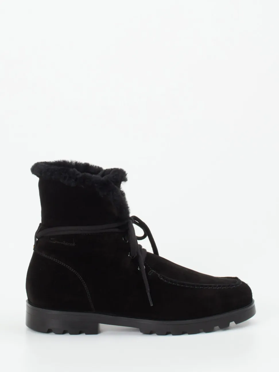 Santoni – Stiefelette aus Veloursleder schwarz