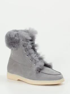 Santoni – Stiefelette aus Nubukleder in Grau