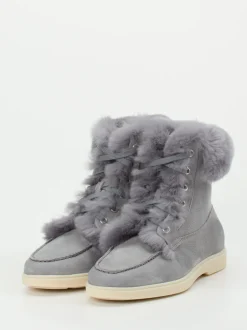 Santoni – Stiefelette aus Nubukleder in Grau