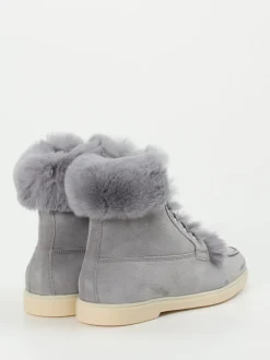 Santoni – Stiefelette aus Nubukleder in Grau