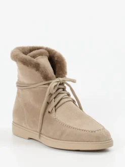 Santoni – Stiefelette aus Veloursleder grau