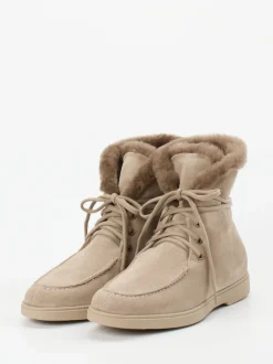 Santoni – Stiefelette aus Veloursleder grau