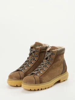 Santoni – Stiefeletten aus Nubukleder in Beige