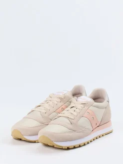 Saucony – Retro-Sneaker aus Veloursleder in Beige