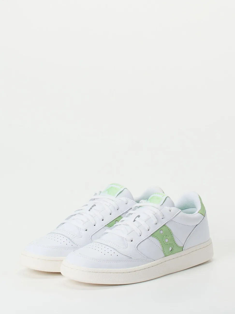 Saucony – Sneaker aus Leder in Weiß und Pastellgrün