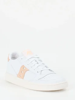 Saucony – Sneaker aus Leder in Weiß mit Apricot