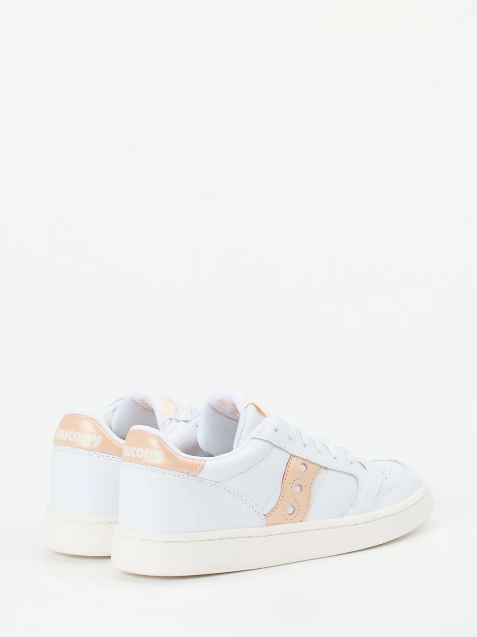 Saucony – Sneaker aus Leder in Weiß mit Apricot