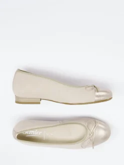 Semler – Ballerinas aus Veloursleder in Beige