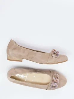 Semler – Ballerinas aus Veloursleder Beigebraun