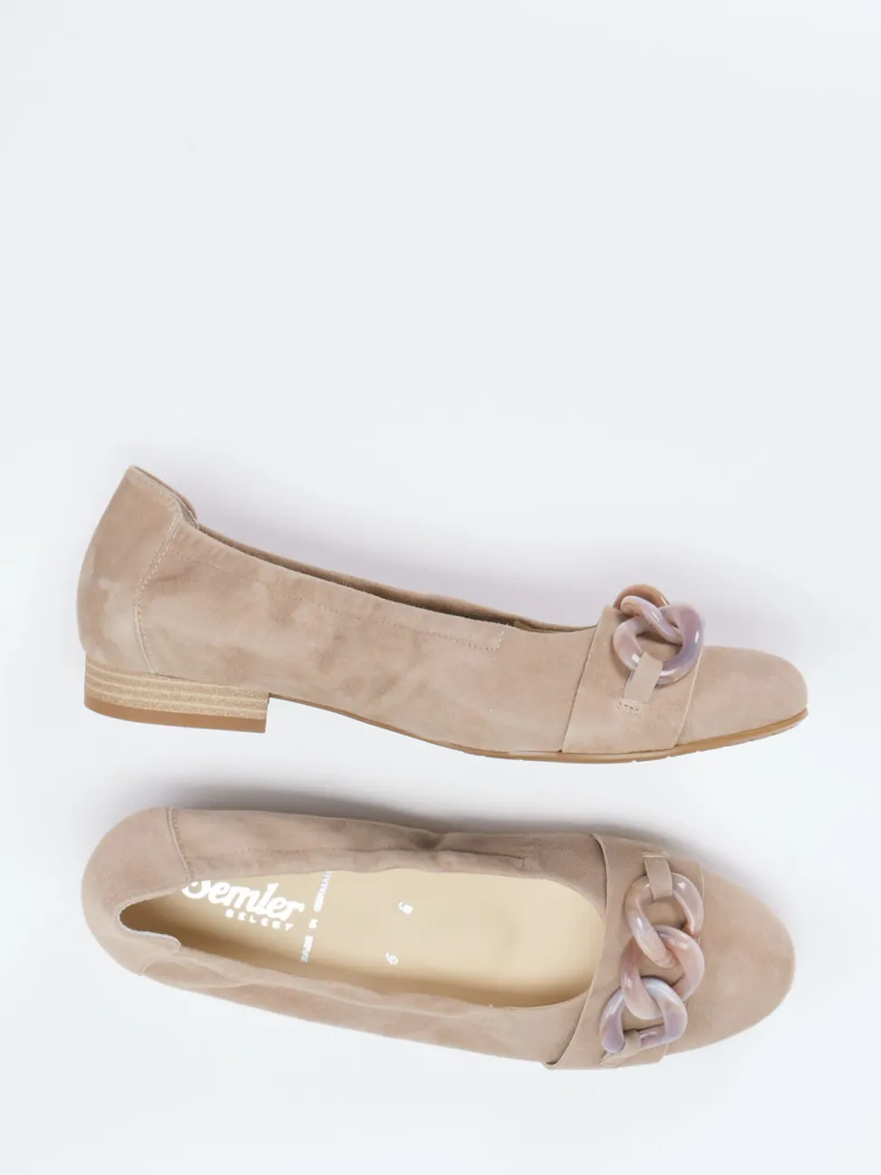 Semler – Ballerinas aus Veloursleder Beigebraun
