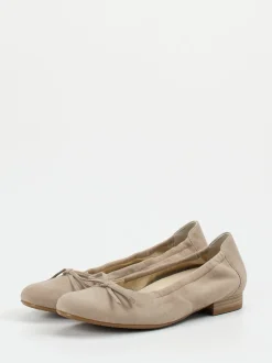 Semler – Ballerinas aus Veloursleder in Beigegrau