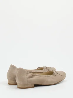 Semler – Ballerinas aus Veloursleder in Beigegrau