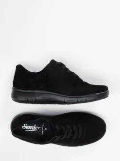 Semler – Bequem-Sneaker aus Veloursleder schwarz