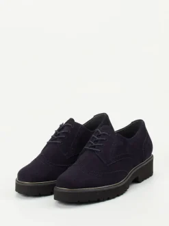 Semler – Brogues aus Veloursleder in Dunkelblau