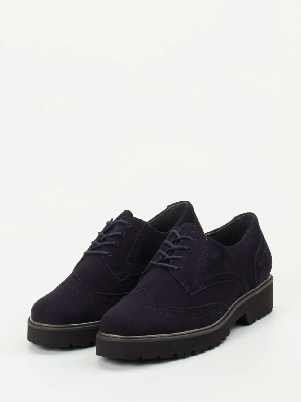 Semler – Brogues aus Veloursleder in Dunkelblau