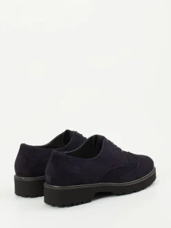 Semler – Brogues aus Veloursleder in Dunkelblau