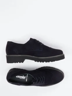Semler – Brogues aus Veloursleder in Dunkelblau