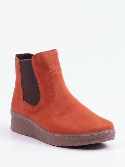 Semler – Chelsea-Stiefelette aus Veloursleder ziegelrot