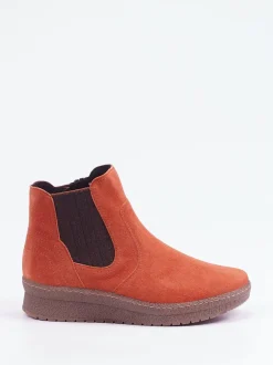 Semler – Chelsea-Stiefelette aus Veloursleder ziegelrot