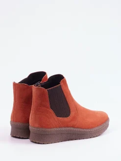 Semler – Chelsea-Stiefelette aus Veloursleder ziegelrot