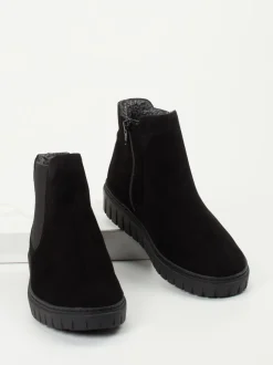 Semler – Chelsea-Stiefelette aus Veloursleder Schwarz