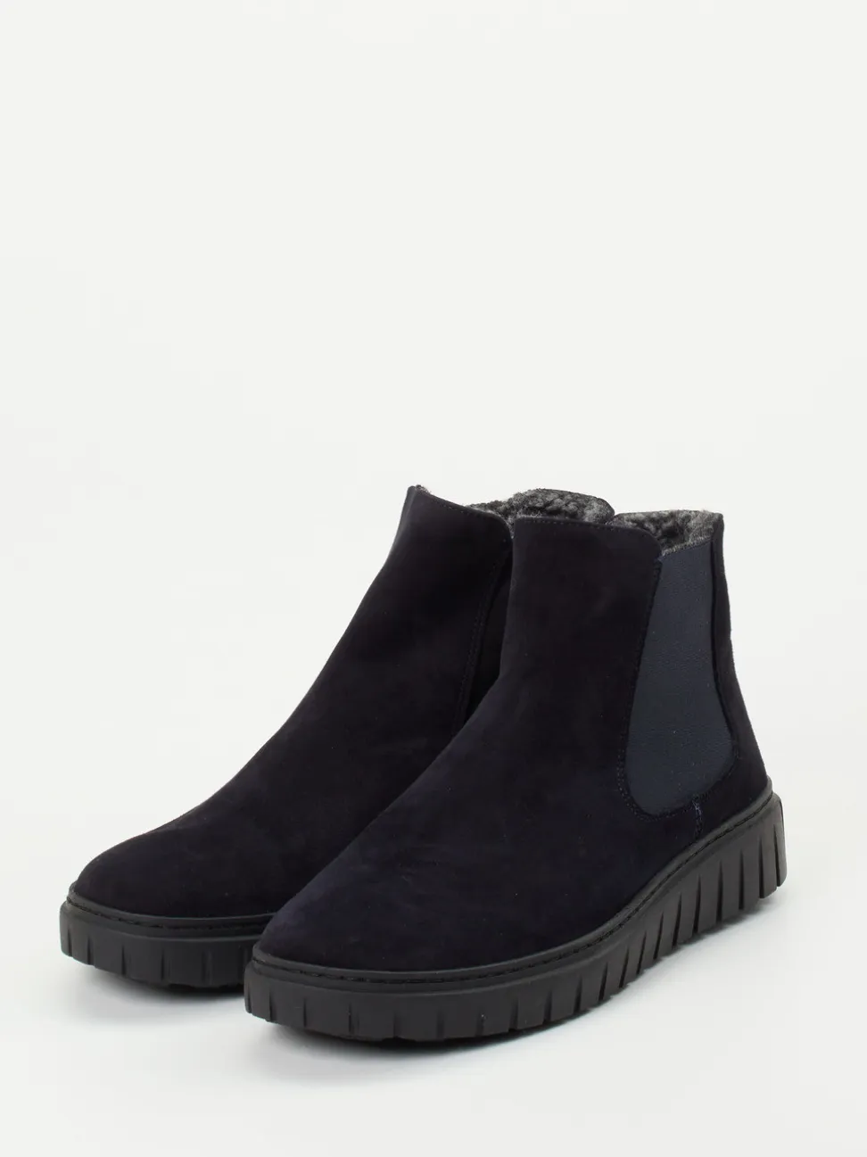 Semler – Chelsea-Stiefelette aus Veloursleder dunkelblau