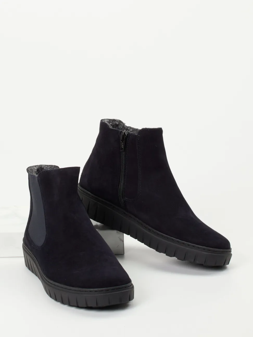 Semler – Chelsea-Stiefelette aus Veloursleder dunkelblau