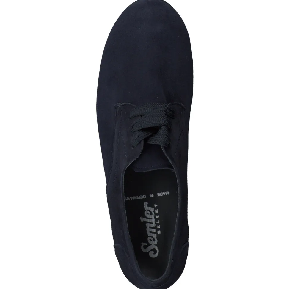 Semler – Derby-Schnürschuh aus Samtziegenleder Blau