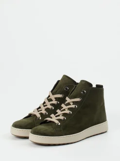 Semler – High-Top Schnürstiefelette aus Veloursleder grün