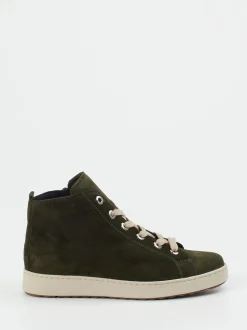 Semler – High-Top Schnürstiefelette aus Veloursleder grün