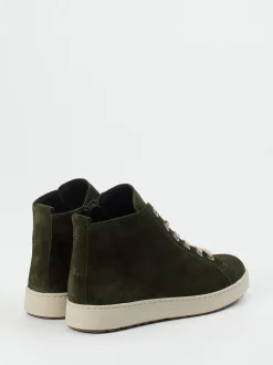 Semler – High-Top Schnürstiefelette aus Veloursleder grün