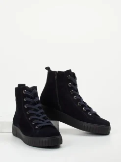 Semler – High-Top Sneaker aus Veloursleder in Blau