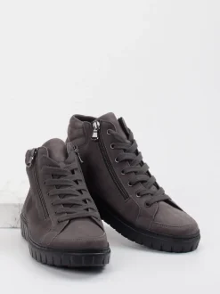 Semler – High-Top Sneaker aus Veloursleder grau