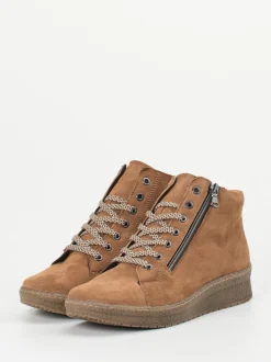Semler – Keilboots aus Veloursleder cognacfarben